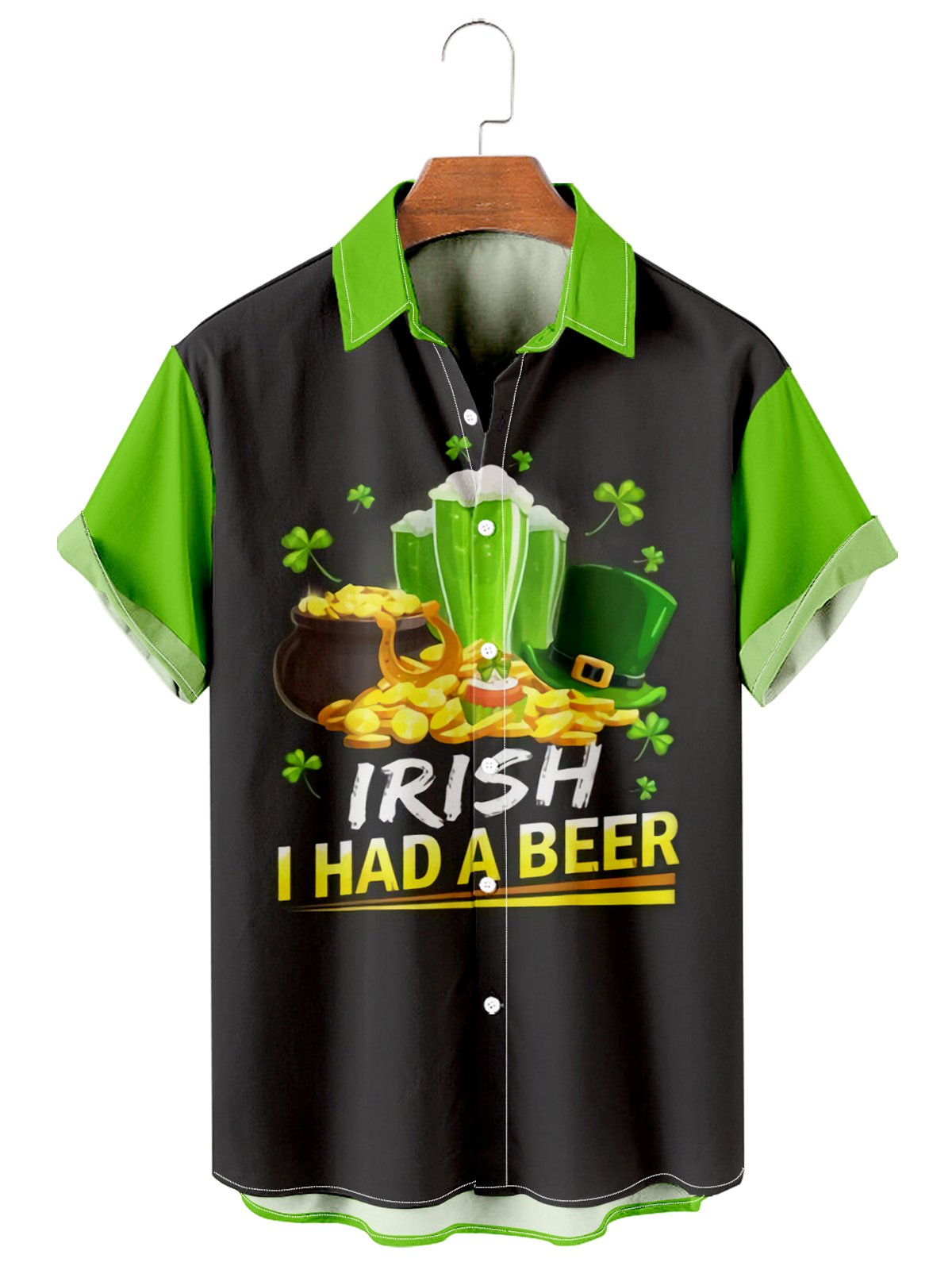 St. Patrick's Day casual loose men's plus size short-sleeved Shirt