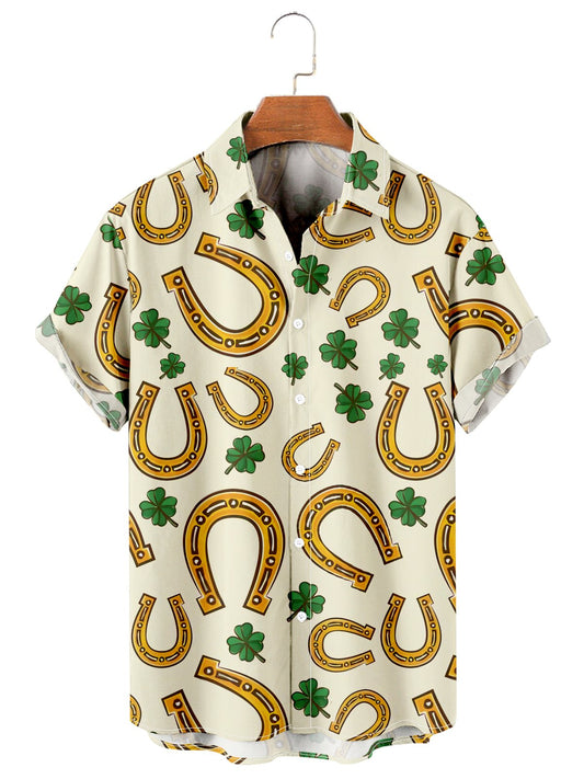 St. Patrick's Day casual loose men's plus size short-sleeved Shirt