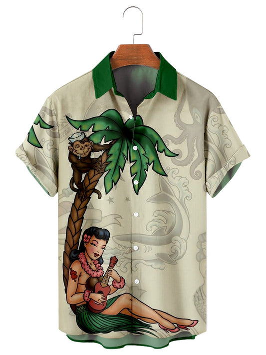 National Hawaii Aloha Men's Large Short Sleeve Shirt