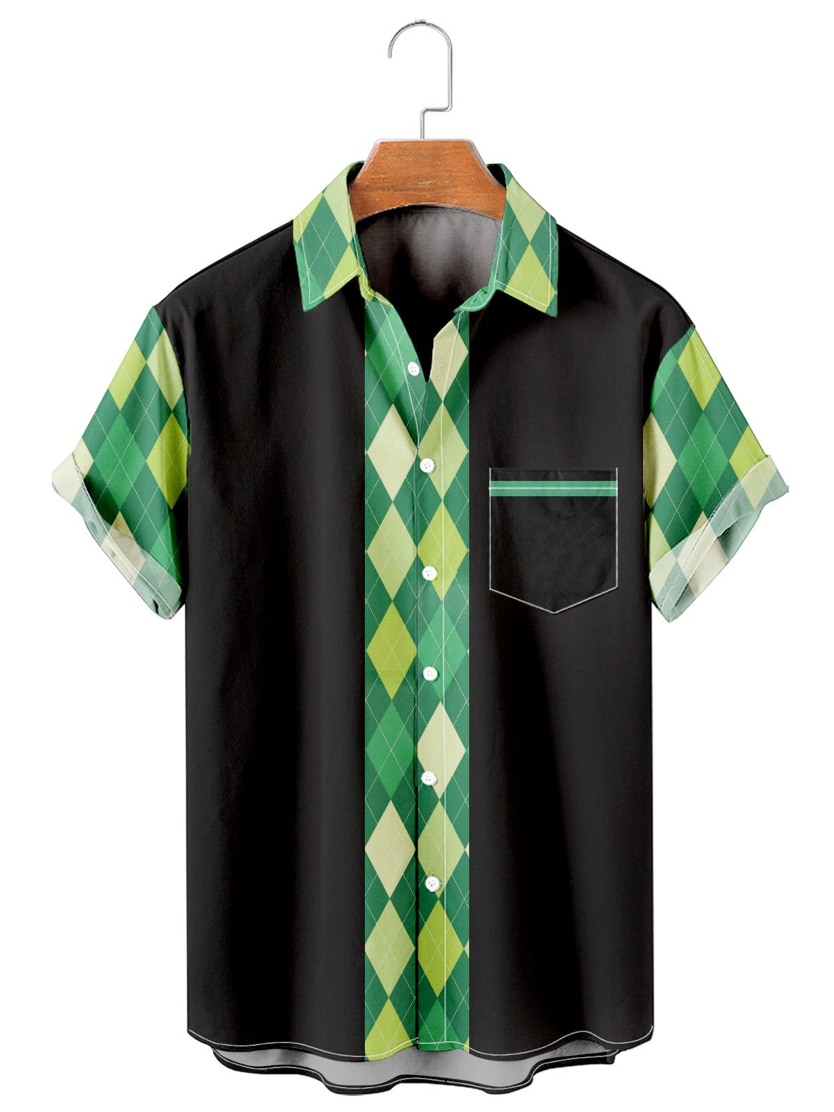 St. Patrick's Day Lingge Simple Stitching Men's Large Shirt