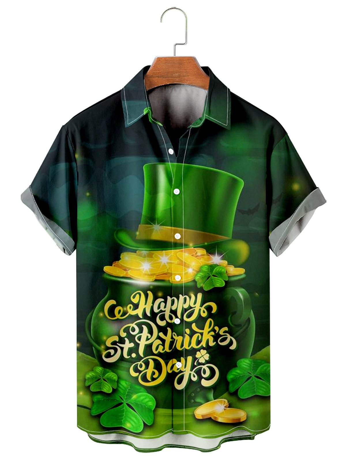 St. Patrick's Day casual loose men's plus size short-sleeved Shirt