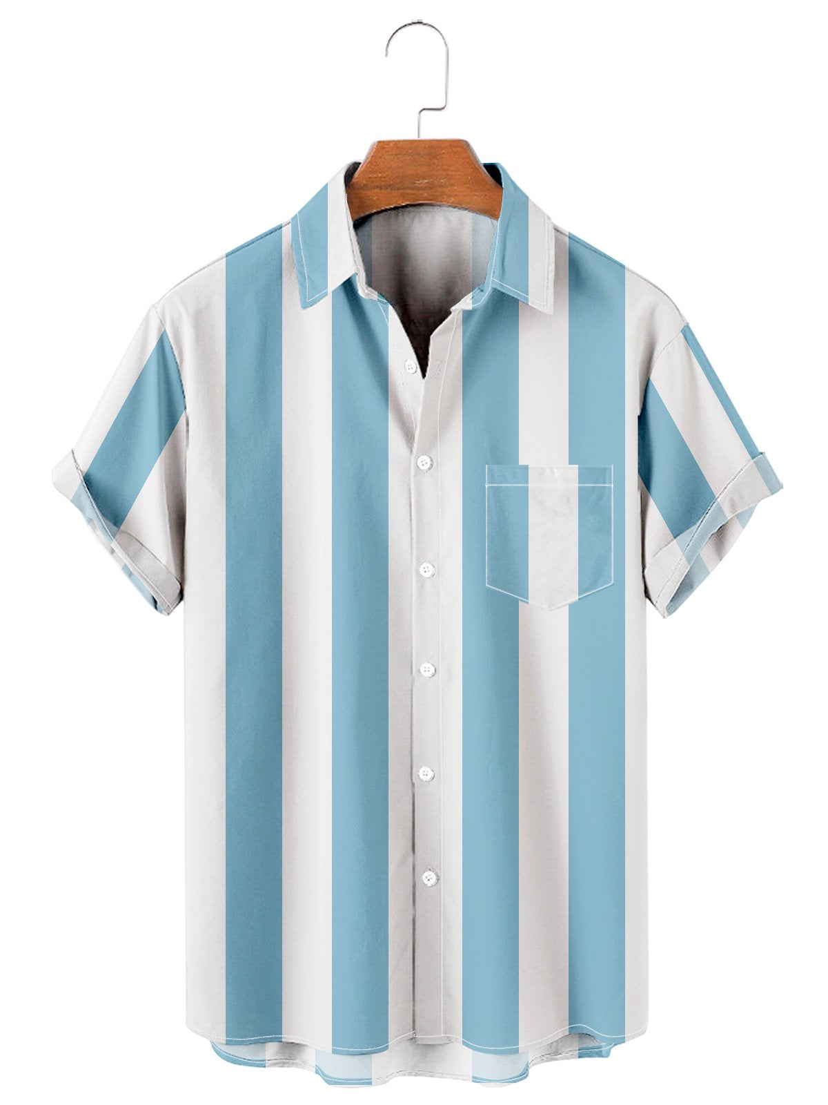 Simple Casual Vertical Stripe Men's Large Shirt