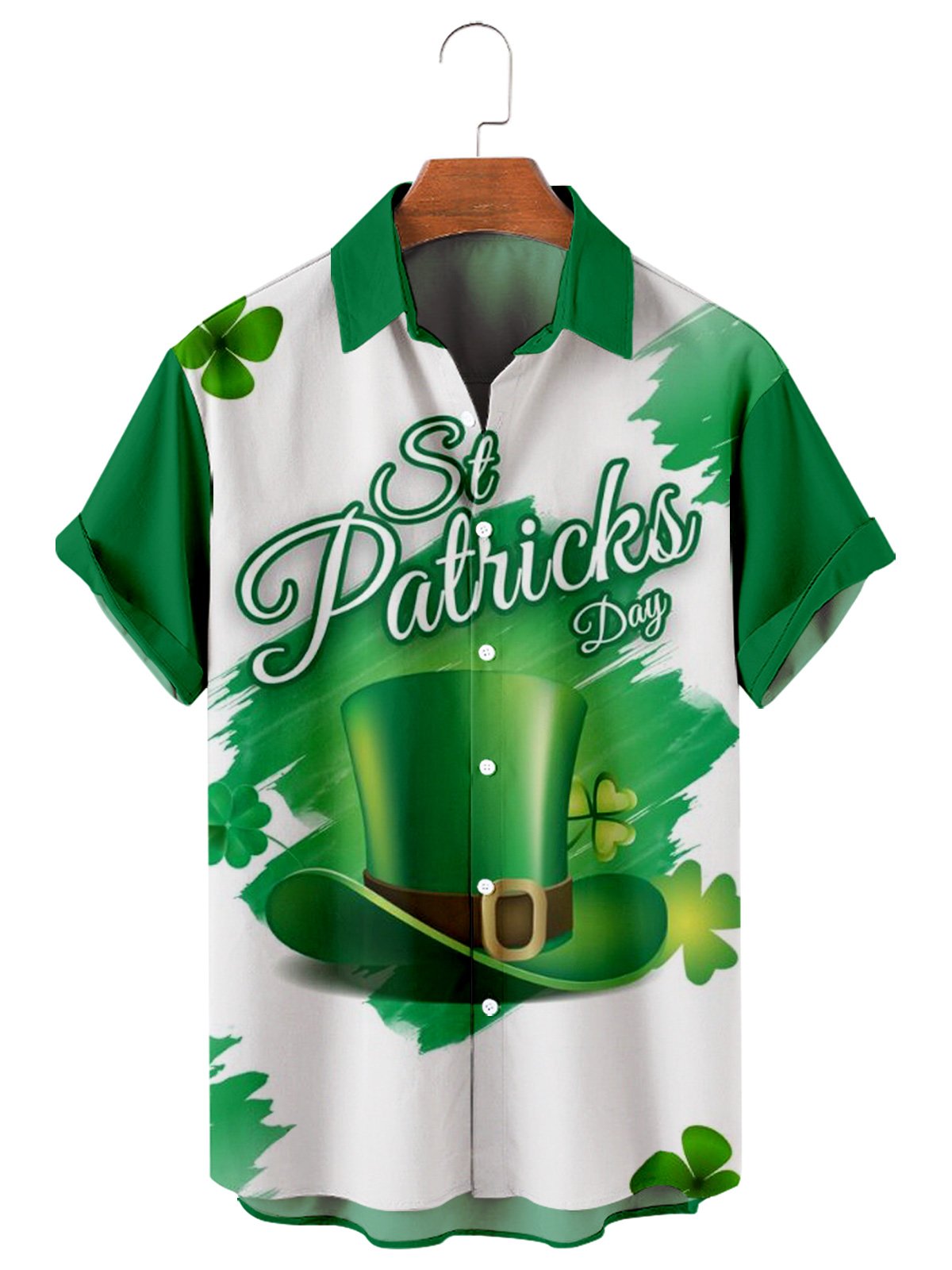 St. Patrick's Day Loose Casual Men's Large Short Sleeve Shirt