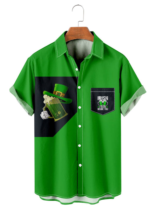 St. Patrick's Day casual loose men's plus size short-sleeved Shirt