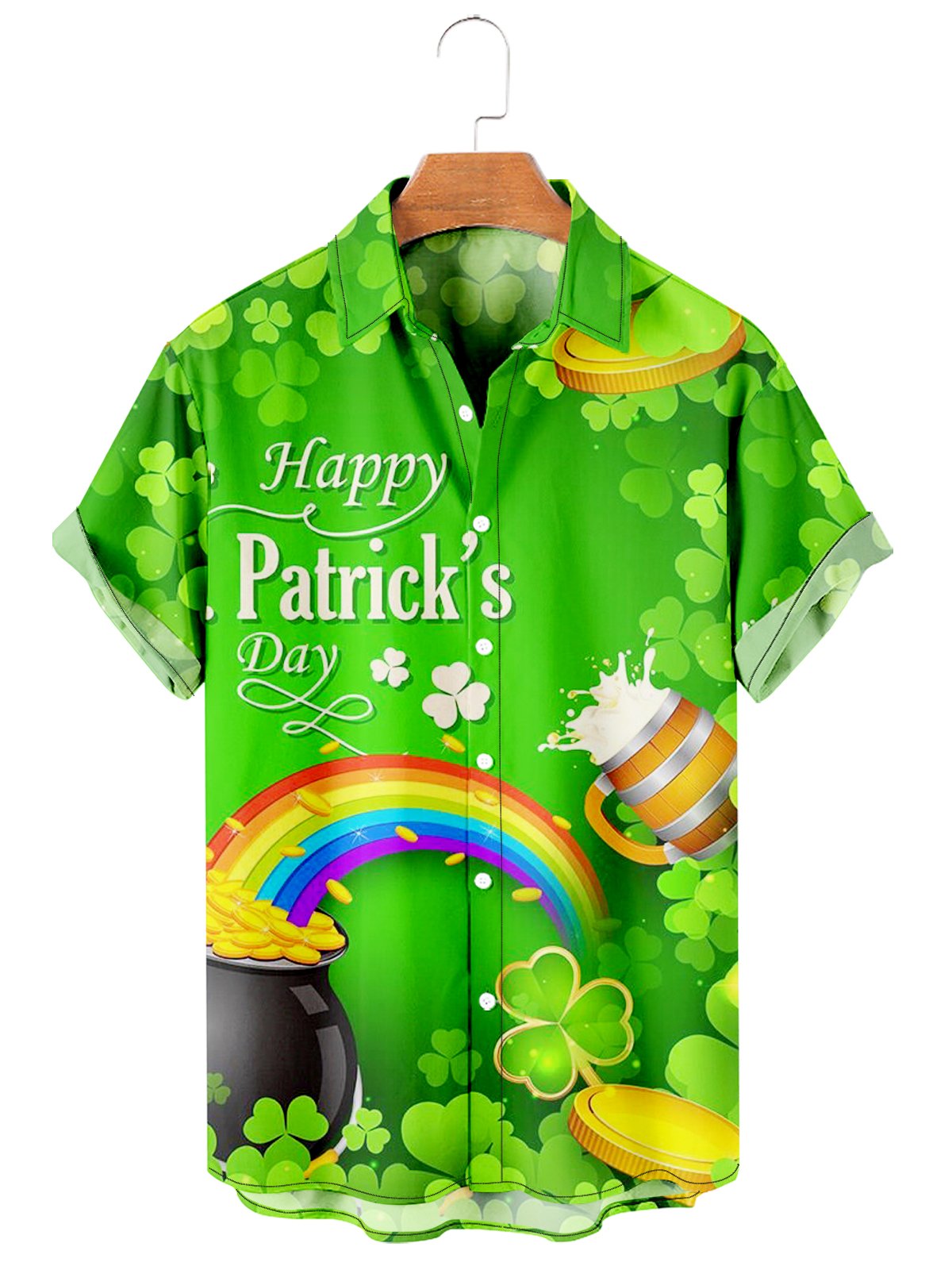 St. Patrick's Day Money Pot Rainbow Men's Large Shirt