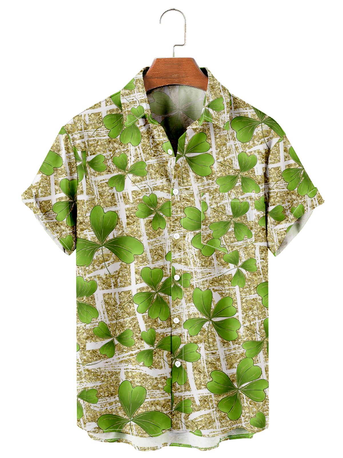 St Patrick's Simple Clover Stitching Men's Large Shirt