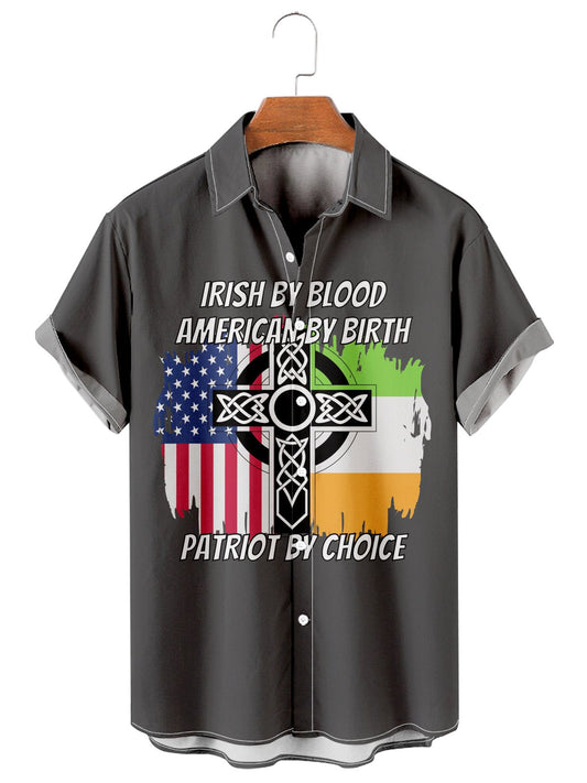 St. Patrick's Day casual loose men's plus size short-sleeved Shirt