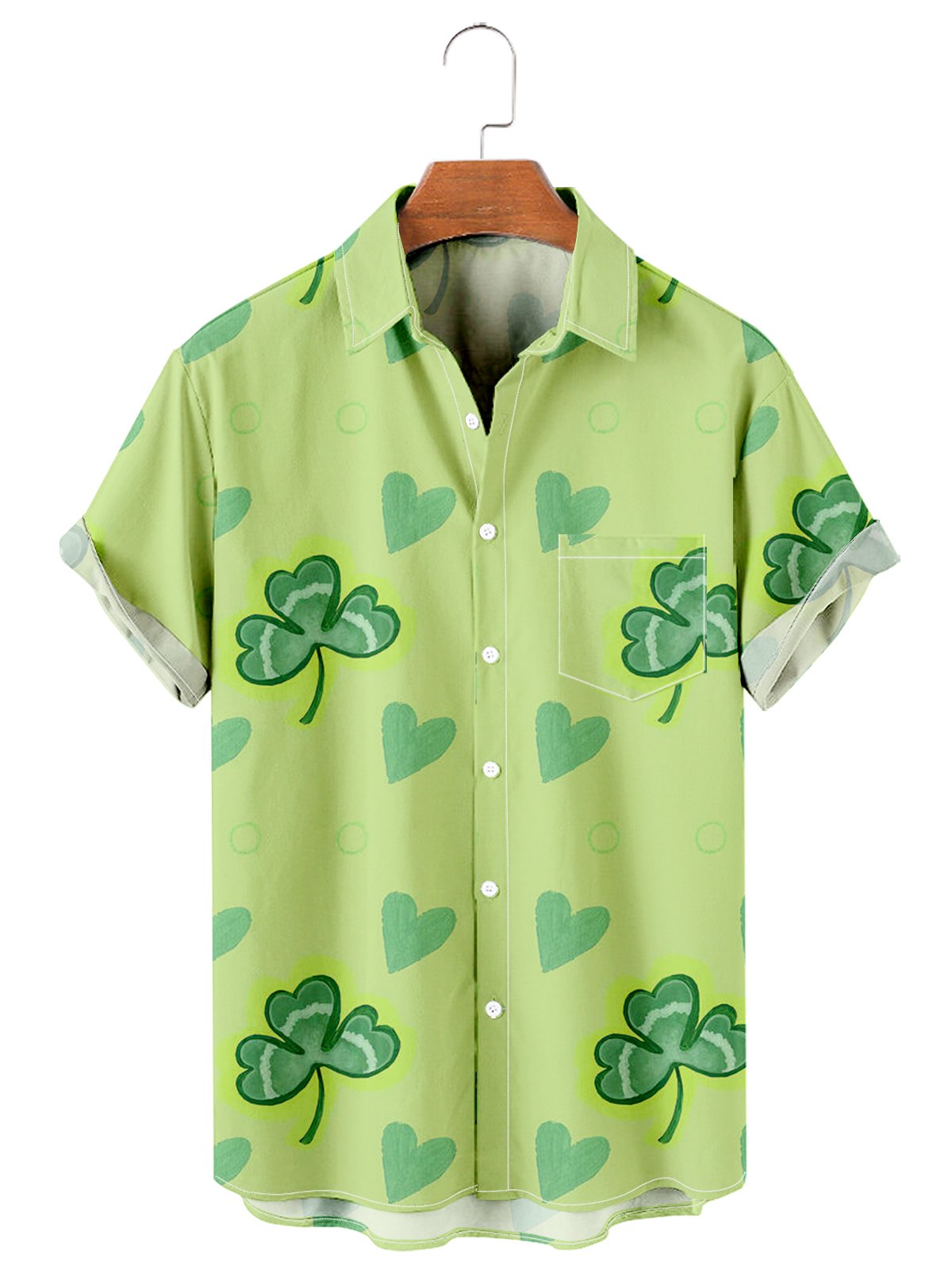 Simple St. Patrick's Day Clover Love Men's Casual Shirt