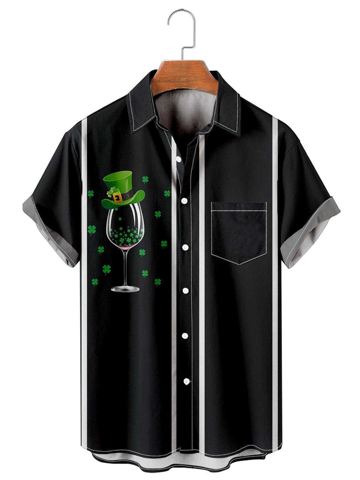 Simple St. Patrick's Day Wine Glass Men's Large Shirt