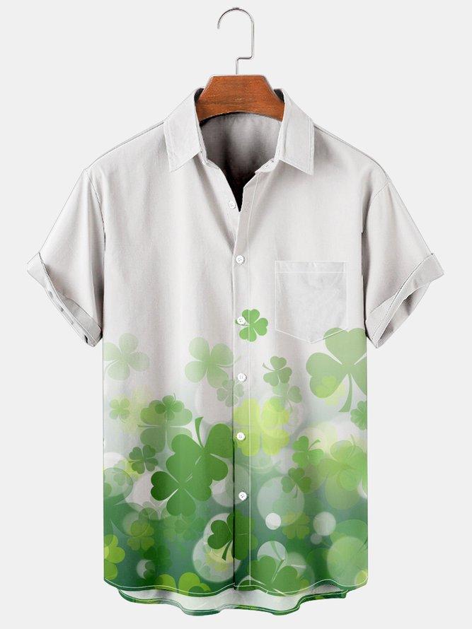 Men's Simple Clover Print Large Shirt