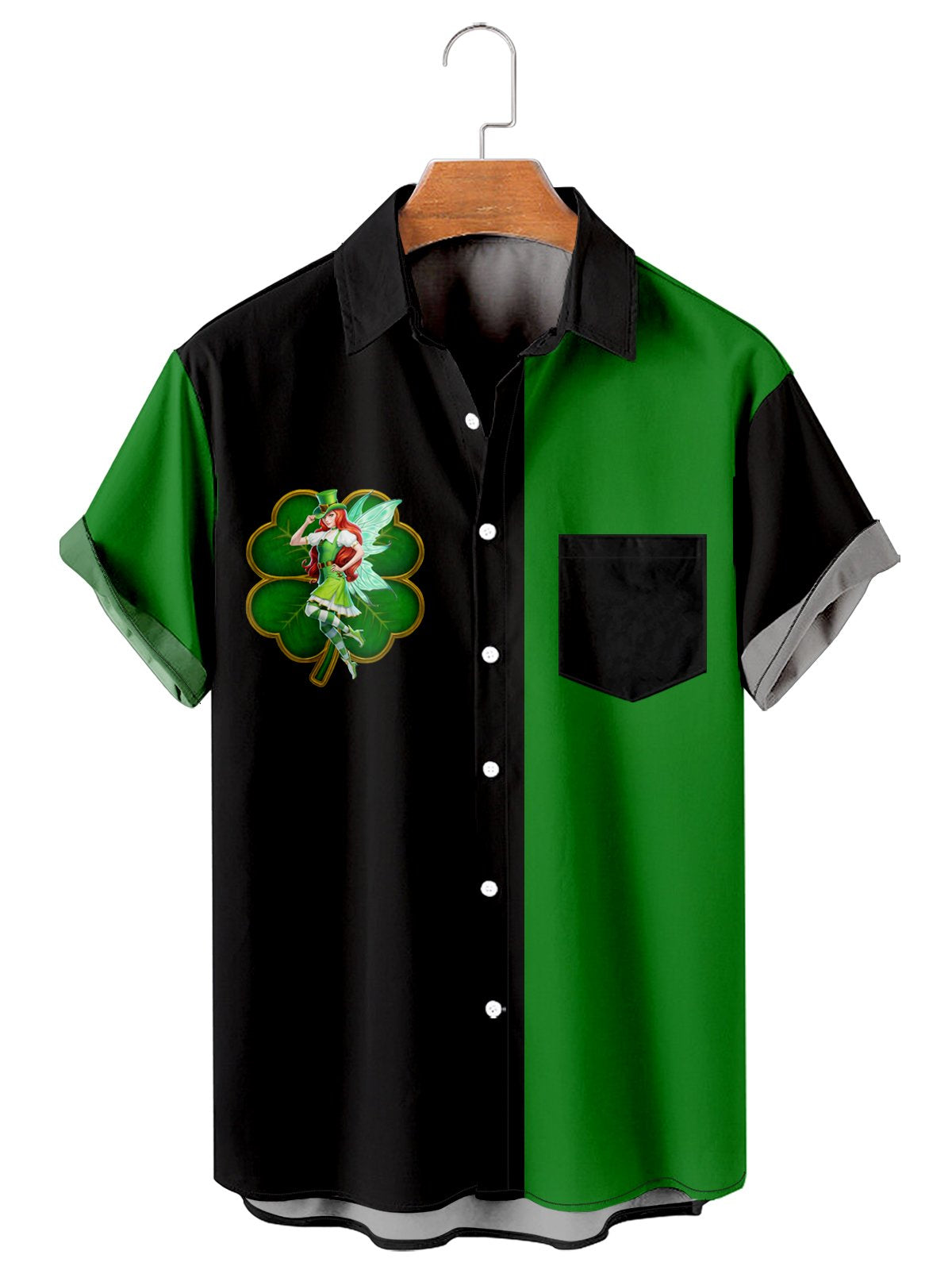 St. Patrick's Day Simple Mosaic Clover Elf Men's Large Shirt