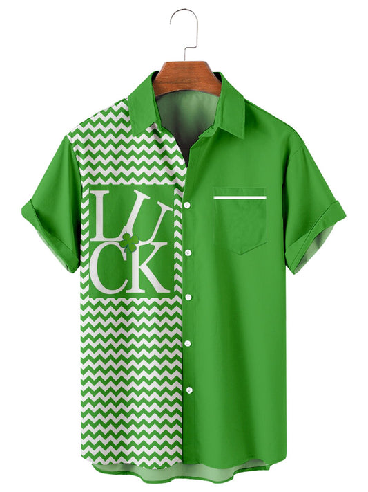 St. Patrick's Day Loose Casual Men's Large Short Sleeve Shirt