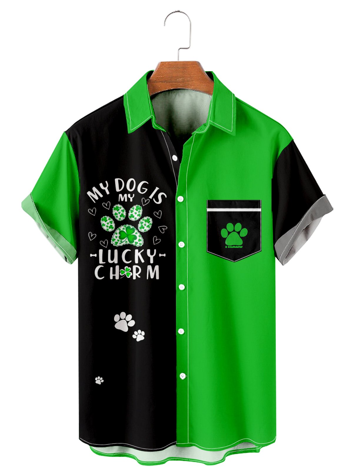 St. Patrick's Day casual loose men's plus size short-sleeved Shirt