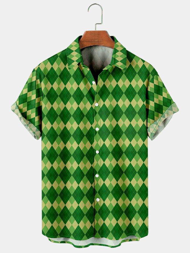 St. Patrick's Day Lingge Casual Dress Up Men's Plus Size Short Sleeve