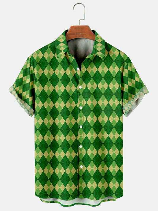 St. Patrick's Day Lingge Casual Dress Up Men's Plus Size Short Sleeve