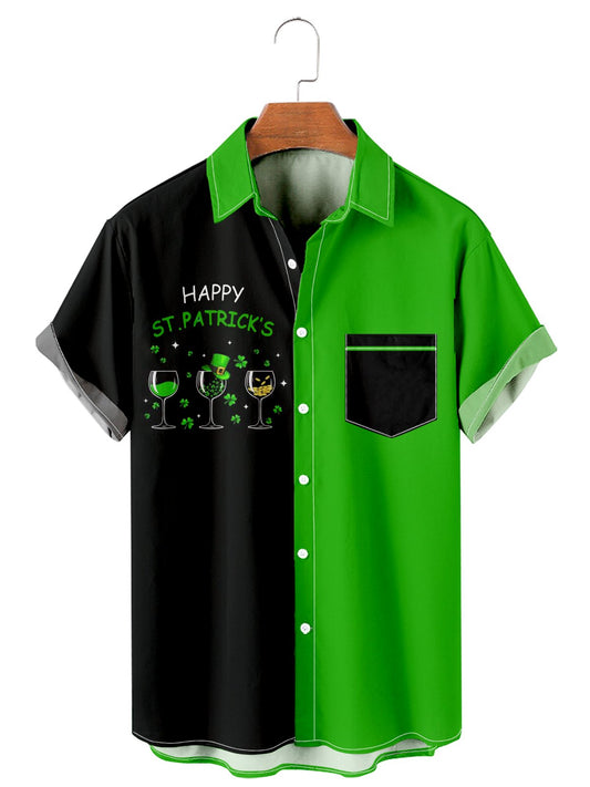 St. Patrick's Day casual loose men's plus size short-sleeved Shirt