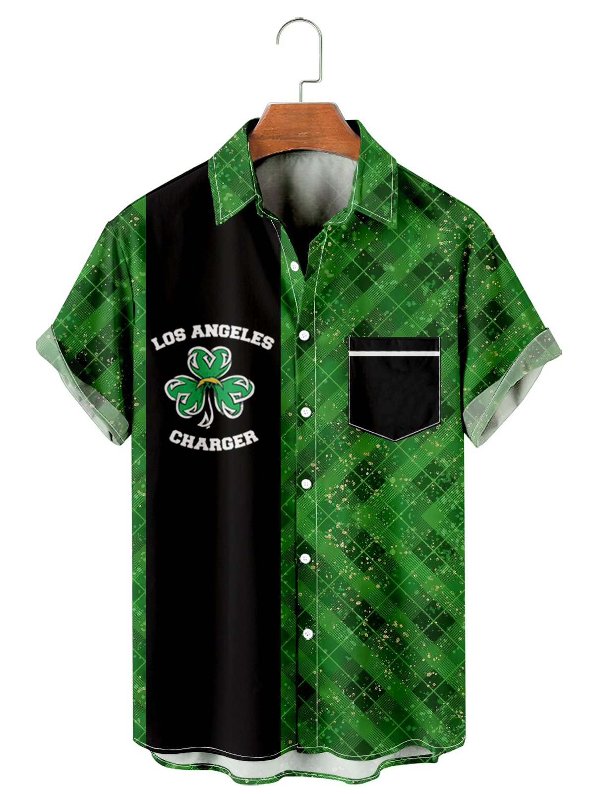 St. Patrick's Day casual loose men's plus size short-sleeved Shirt