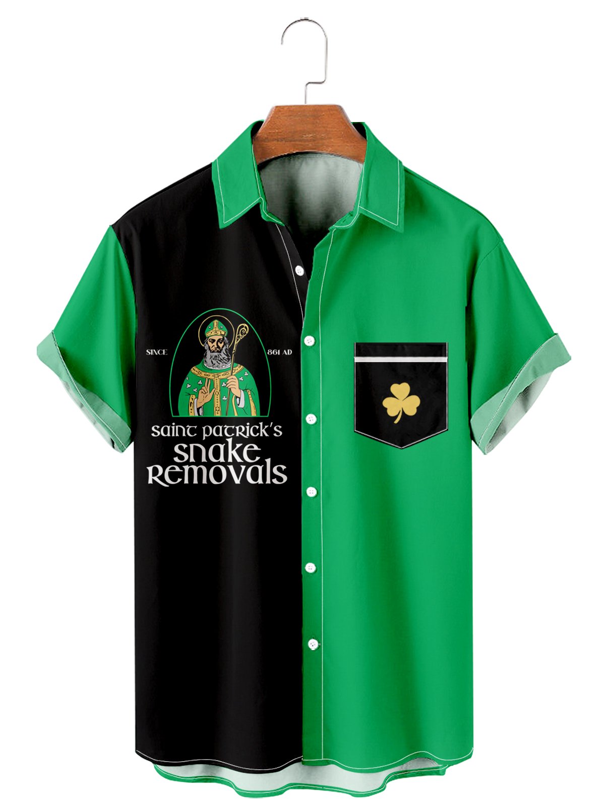 St. Patrick's Day casual loose men's plus size short-sleeved Shirt