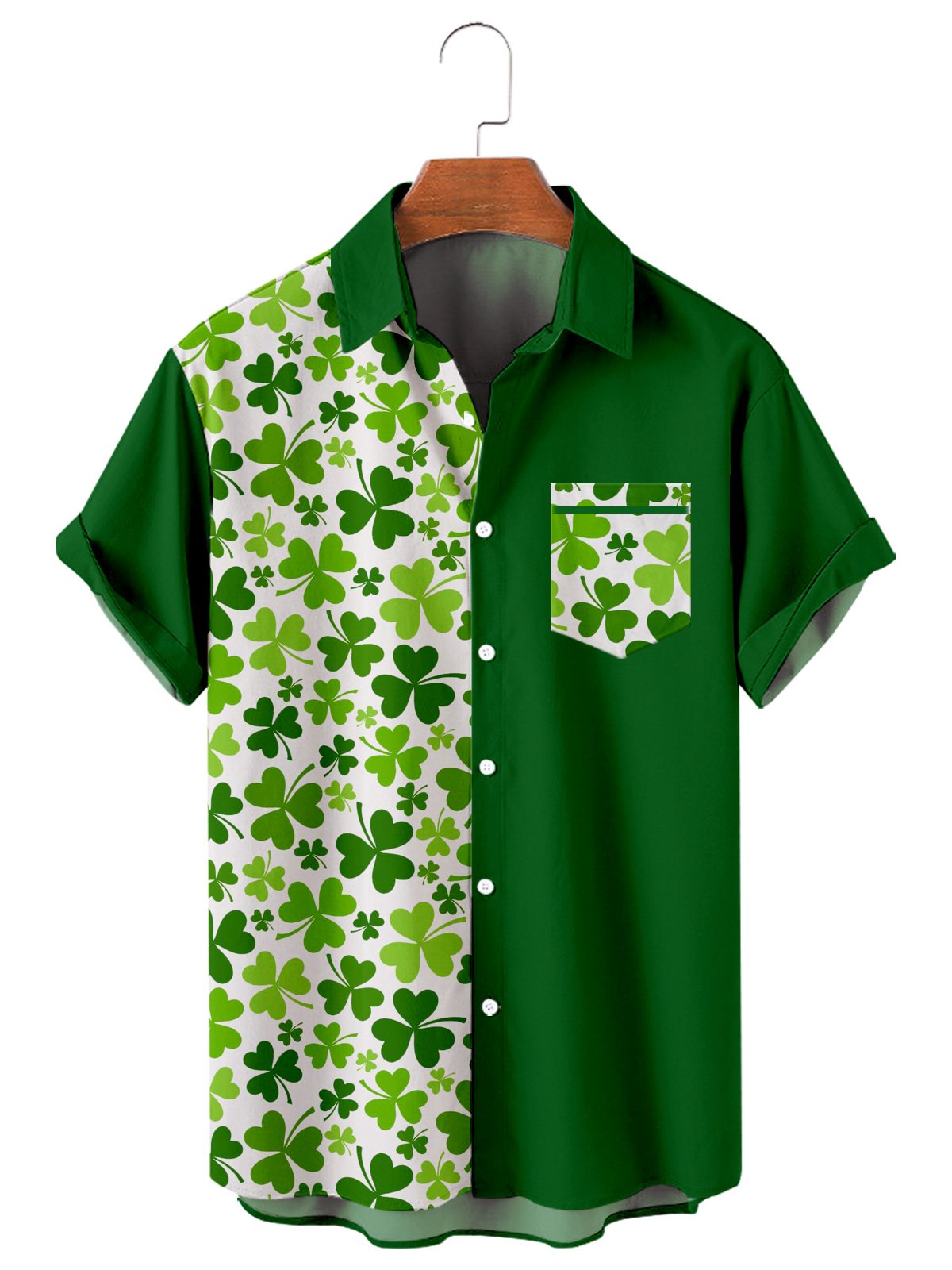 St. Patrick's Day Loose Casual Men's Large Short Sleeve Shirt