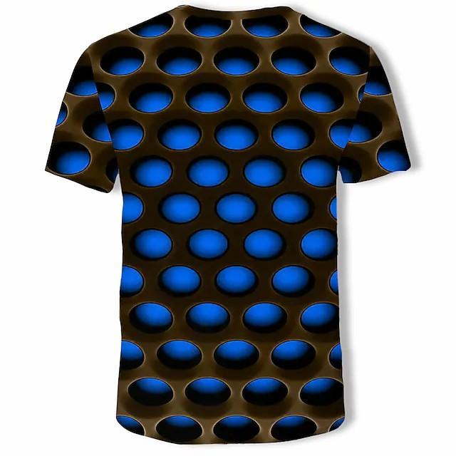 New Men's T shirt 3D Print Graphic Optical Illusion Plus Size Short Sleeve Casual Tops