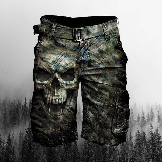 Men's Skull Print Casual Tactical Shorts