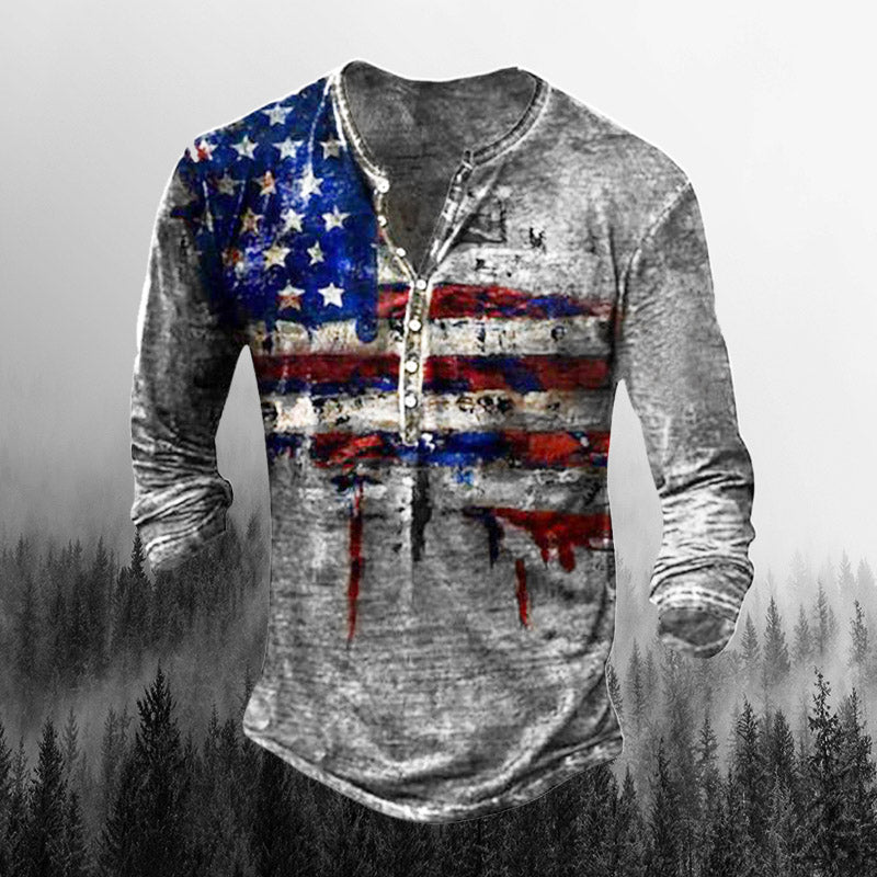Men's Outdoor Freedom Eagle Print Comfortable Long Sleeve