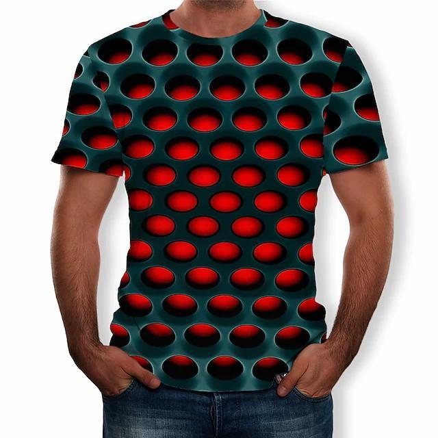 New Men's T shirt 3D Print Graphic Optical Illusion Plus Size Short Sleeve Casual Tops