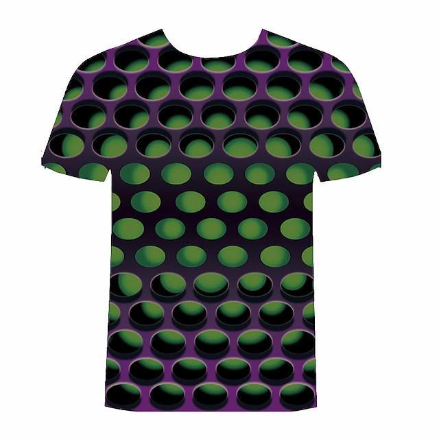 New Men's T shirt 3D Print Graphic Optical Illusion Plus Size Short Sleeve Casual Tops