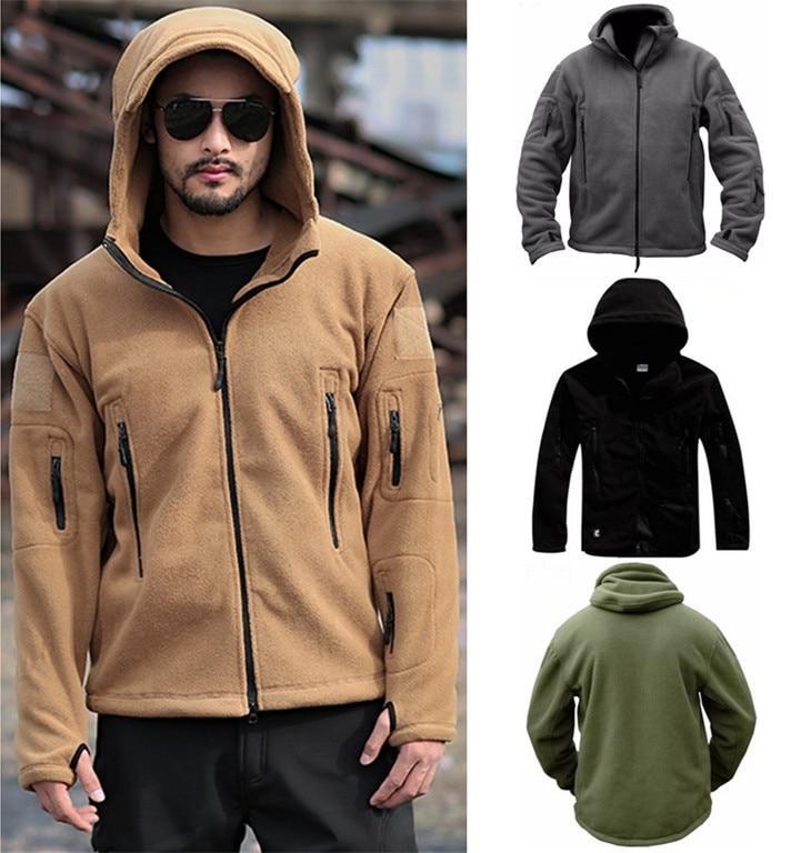 Military Fleece Tactical Jacket Solid Casual Hooded Jacket Army Zipper Coat Outdoor Thermal Ventilation Sports Polar Clothes