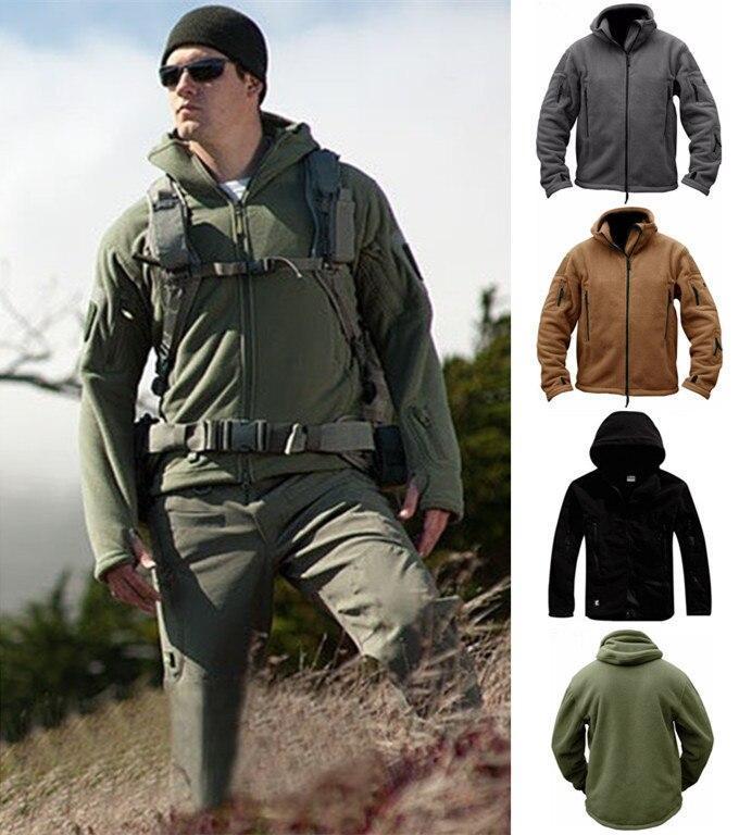 Military Fleece Tactical Jacket Solid Casual Hooded Jacket Army Zipper Coat Outdoor Thermal Ventilation Sports Polar Clothes