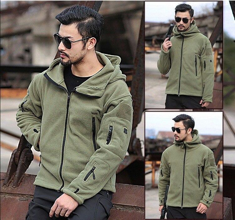 Military Fleece Tactical Jacket Solid Casual Hooded Jacket Army Zipper Coat Outdoor Thermal Ventilation Sports Polar Clothes