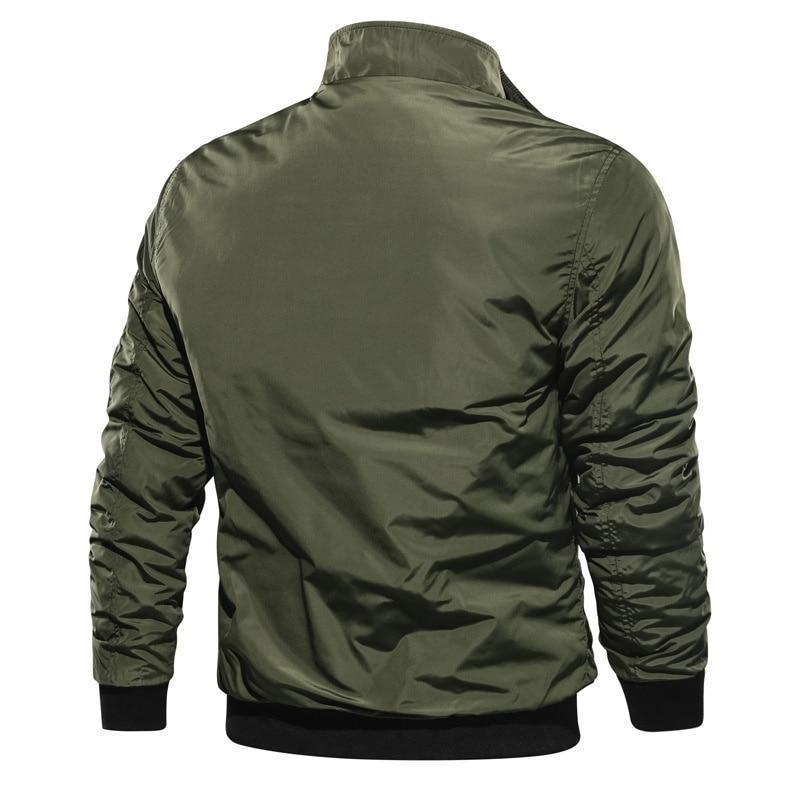 Men ' s Military Bomber Jackets Men Casual Solid Zipper Pilot Jacket New Thin Stand Collar Male Coat Slim Fit