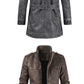 Men Long Thick Fleece Leather Jacket Parkas Men Outfit Warm Pockets Faux Leather Jacket