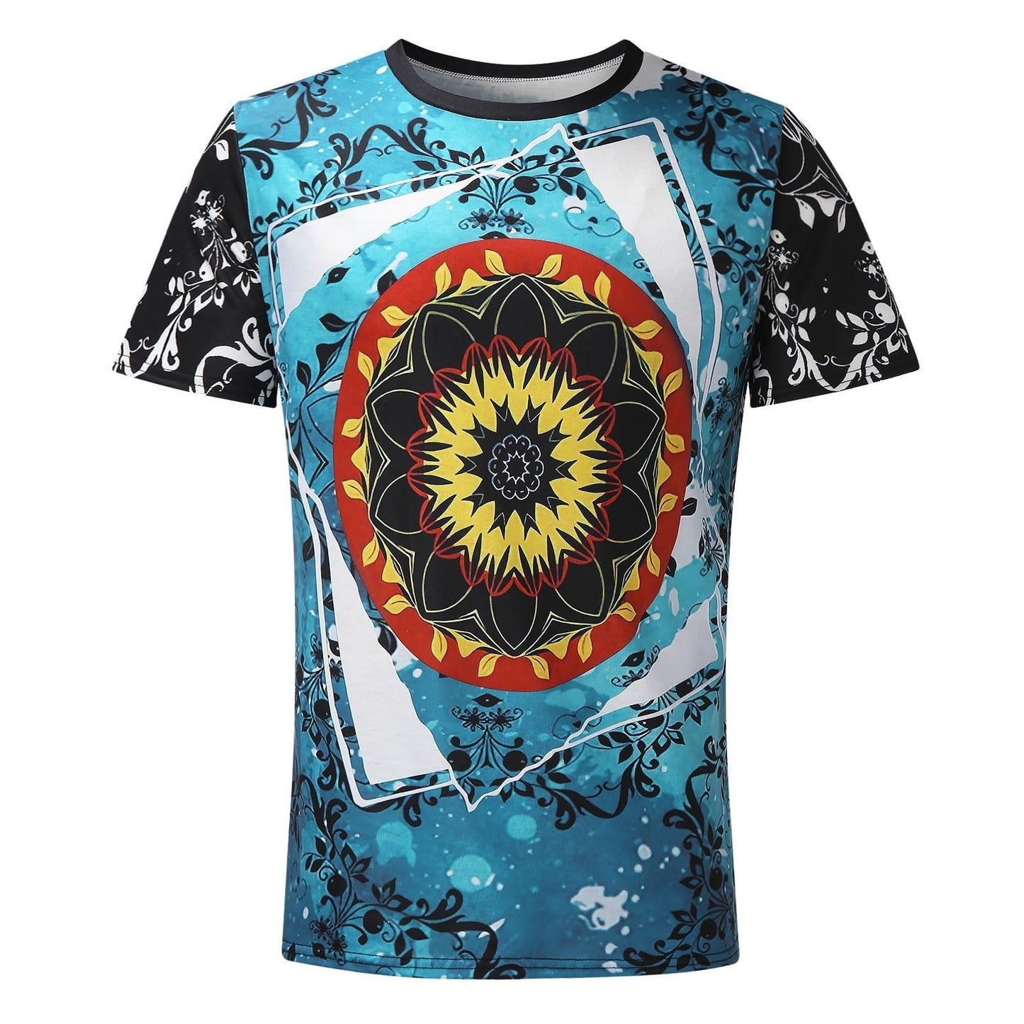 Men Summer Casual Slim 3D Printed Short Sleeve T Shirt