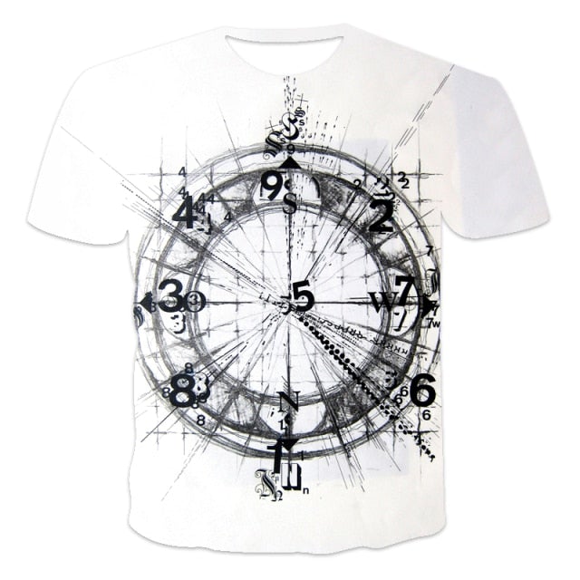 Men 3D Tees New Men's Summer 3D Printed Compass T-Shirt Hip-Hop Style Large Size T-Shirt Cross Style Short Sleeve Clothing