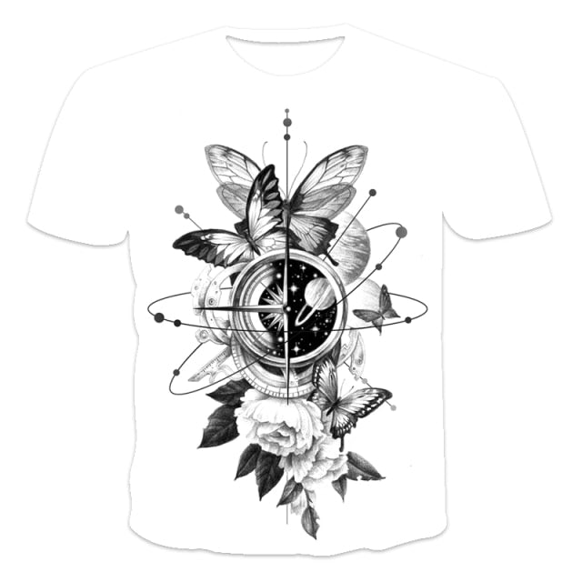 Men 3D Tees New Men's Summer 3D Printed Compass T-Shirt Hip-Hop Style Large Size T-Shirt Cross Style Short Sleeve Clothing