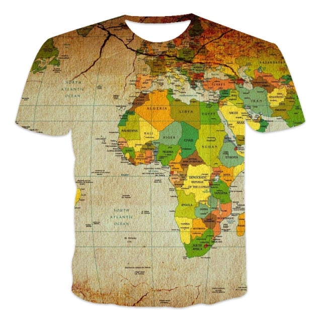 Street map pattern men's T-shirt retro trend new clothing VersatileStreet map pattern men's T-shirt retro trend new clothing Versatile