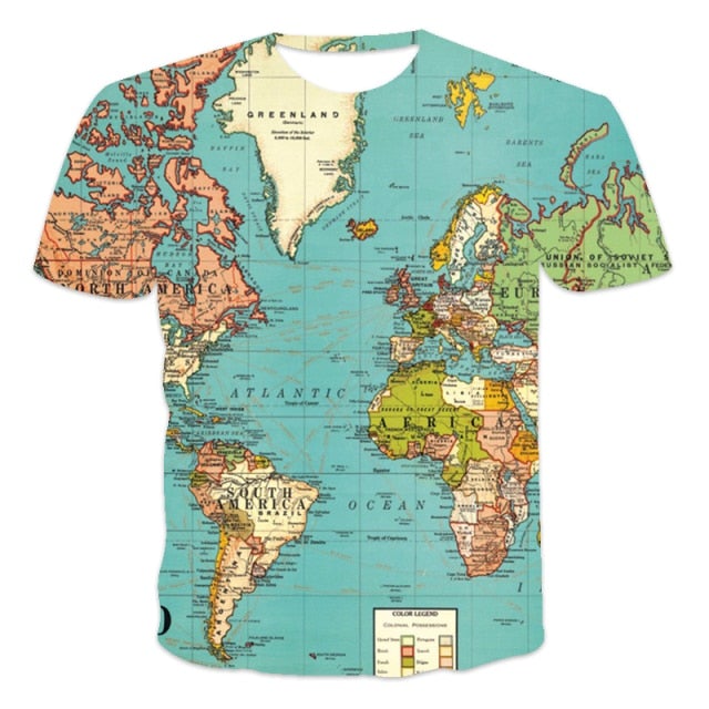 Street map pattern men's T-shirt retro trend new clothing VersatileStreet map pattern men's T-shirt retro trend new clothing Versatile