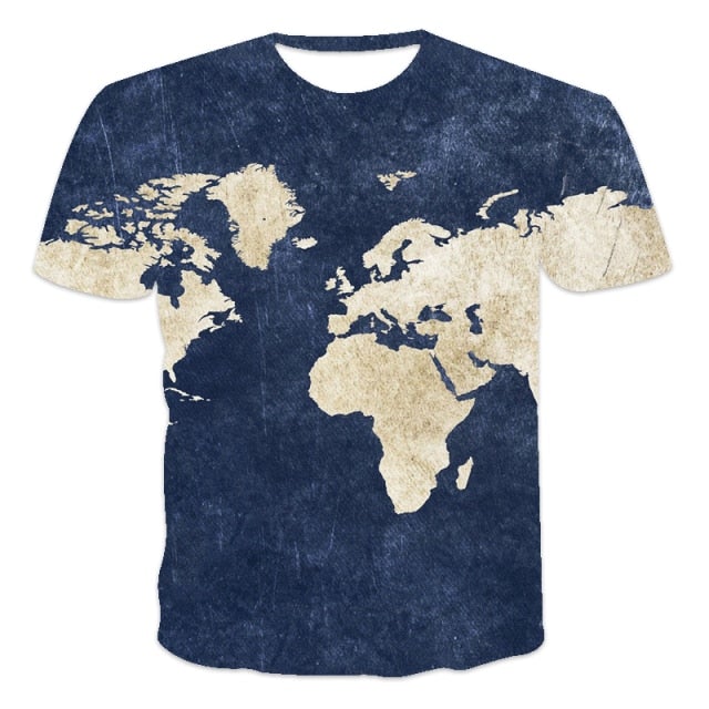 Street map pattern men's T-shirt retro trend new clothing VersatileStreet map pattern men's T-shirt retro trend new clothing Versatile