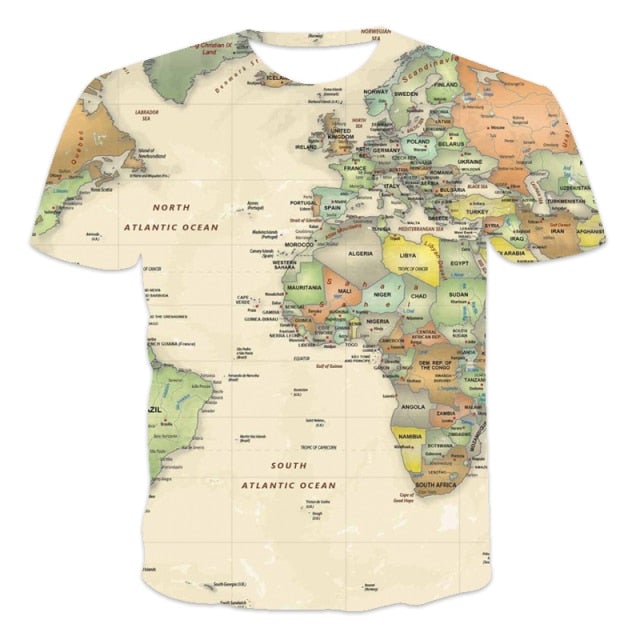 Street map pattern men's T-shirt retro trend new clothing VersatileStreet map pattern men's T-shirt retro trend new clothing Versatile