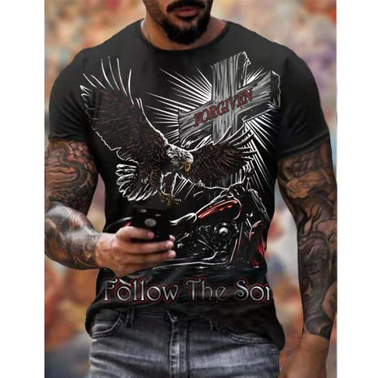 Men's T-Shirt 3D Car Highway Motorcycle Biker Hip Hop Tshirt Tee Top Oversized T-Shirt