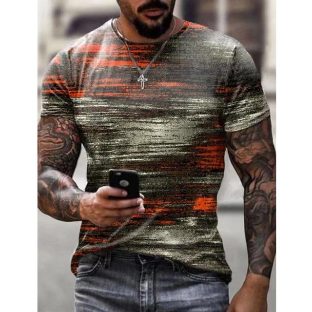 New Oversize Men T Shirt Mosaic Print Men Tops Short Sleeve Casual Loose Clothing