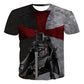 new design Samurai pattern printed T-shirt retro style of  street Short Sleeve