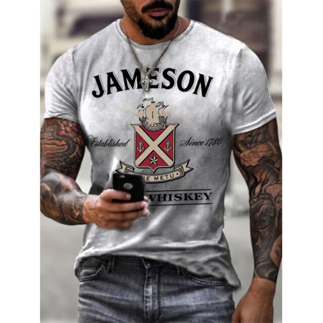 Men 3D Tees Casual Round Neck Short Sleeve  Playing Cards Printing