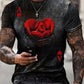 Men 3D Tees Casual Round Neck Short Sleeve  Playing Cards Printing
