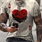 Men 3D Tees Casual Round Neck Short Sleeve  Playing Cards Printing