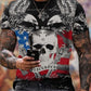 Men 3D Tees Casual Round Neck Short Sleeve  Playing Cards Printing