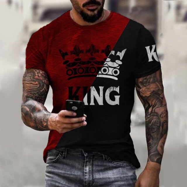 Men 3D Tees Casual Round Neck Short Sleeve  Playing Cards Printing