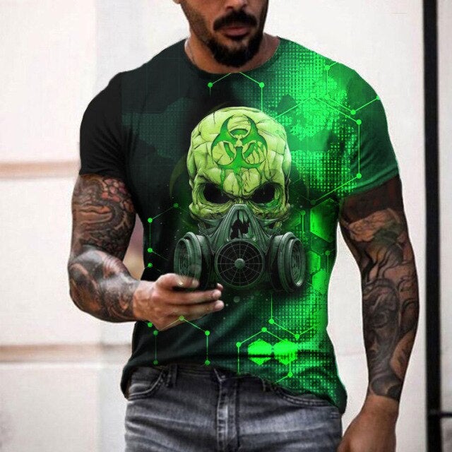 Men 3D Tees Casual Round Neck Short Sleeve  Playing Cards Printing