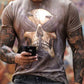 Men 3D Tees Casual Round Neck Short Sleeve  Playing Cards Printing